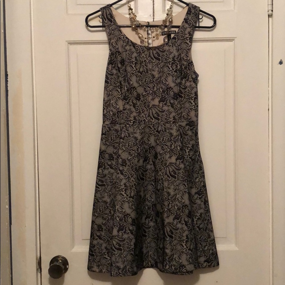 • EUC • Black and Tan Lace Dress, Sz. XS